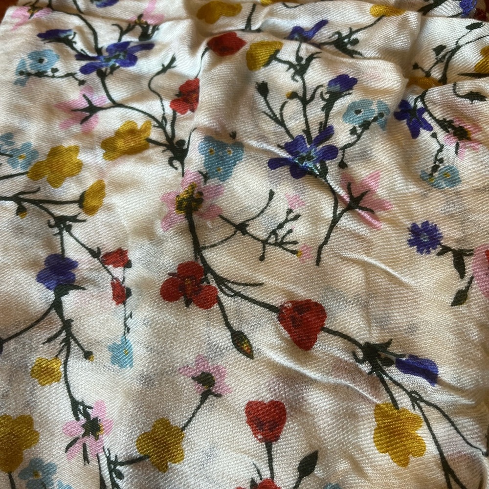 Tory Burch White Floral Scarf